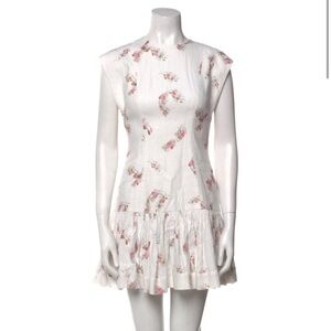 Zimmermann White Mini Dress with Pink Floral Print